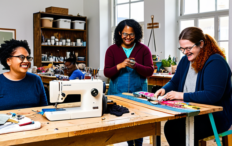 **

"A vibrant, diverse group of people gathered at a community upcycling workshop, fully clothed, appropriate attire. Some are working on sewing machines, others are painting furniture, and a few are sharing ideas around a table covered in repurposed materials. Bright, natural lighting, indoor setting, happy and engaged expressions. Safe for work, professional, family-friendly, perfect anatomy, correct proportions, well-formed hands, natural body proportions."

**