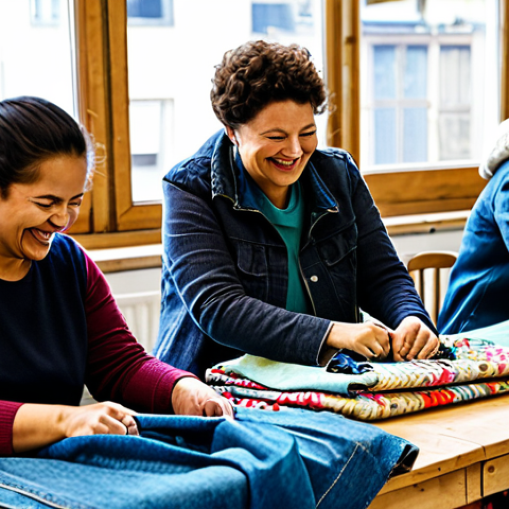 업사이클링 스타트업의 재고 관리 노하우 - Upcycling in Action**

"A brightly lit workshop filled with colorful fabrics, repurposed materials, ...