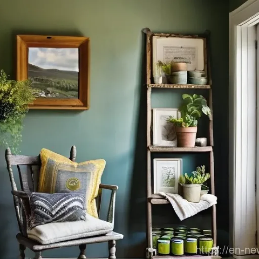 업사이클링 제품의 기능성과 디자인 조화 - **Prompt:** A cozy and inviting living room bathed in soft, natural sunlight, showcasing a collectio...