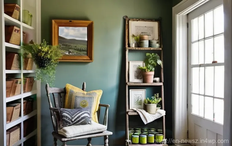 업사이클링 제품의 기능성과 디자인 조화 - **Prompt:** A cozy and inviting living room bathed in soft, natural sunlight, showcasing a collectio...