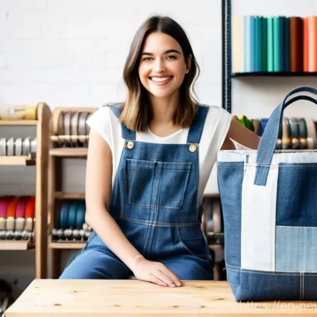 업사이클링 스타트업의 고객 로열티 프로그램 - **Sustainable Fashion Statement: Upcycled Tote Bag Creation**
    "A stylish young adult, gender-neu...