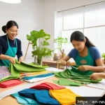 Home 20 업사이클링 스타트업의 홍보를 위한 이벤트 기획 - A vibrant, sunlit community workshop space filled with diverse adults and teenagers actively transfo...