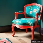 Home 23 업사이클링 사업 아이디어 10가지 - A beautifully restored vintage wooden chair with a freshly sanded surface, painted in vibrant turquo...