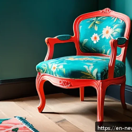 Home 17 업사이클링 사업 아이디어 10가지 - A beautifully restored vintage wooden chair with a freshly sanded surface, painted in vibrant turquo...